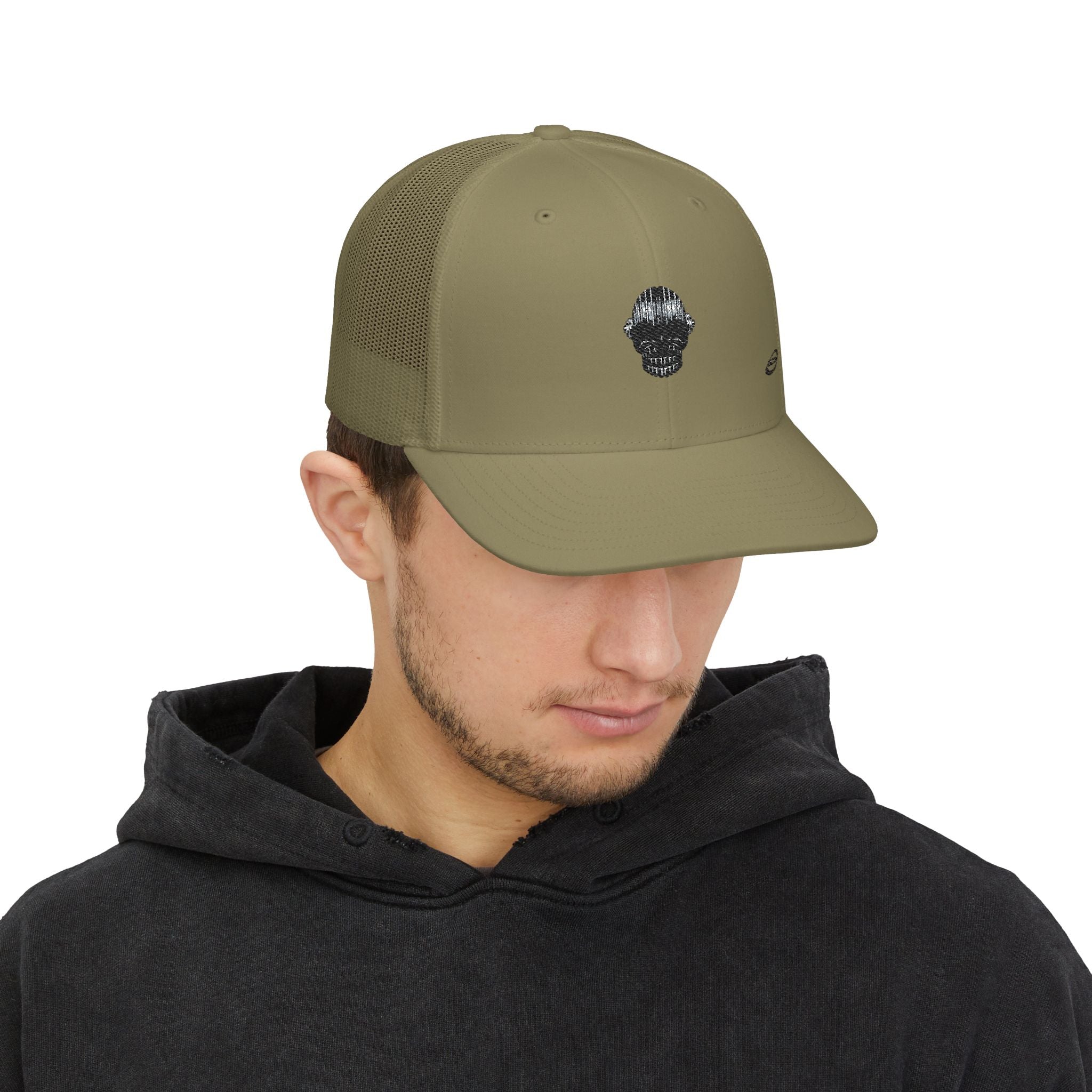 Trucker Cap — Shimmer Skull Embroidered Snapback