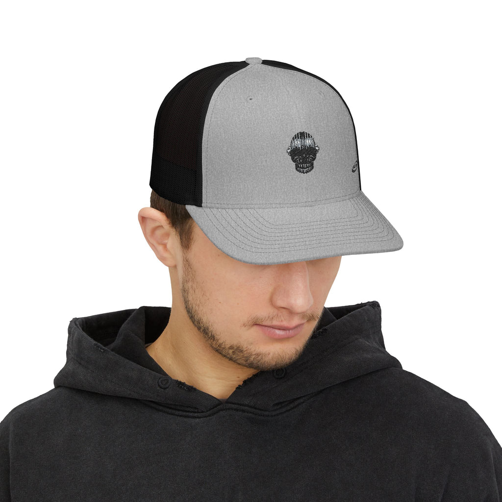 Trucker Cap — Shimmer Skull Embroidered Snapback