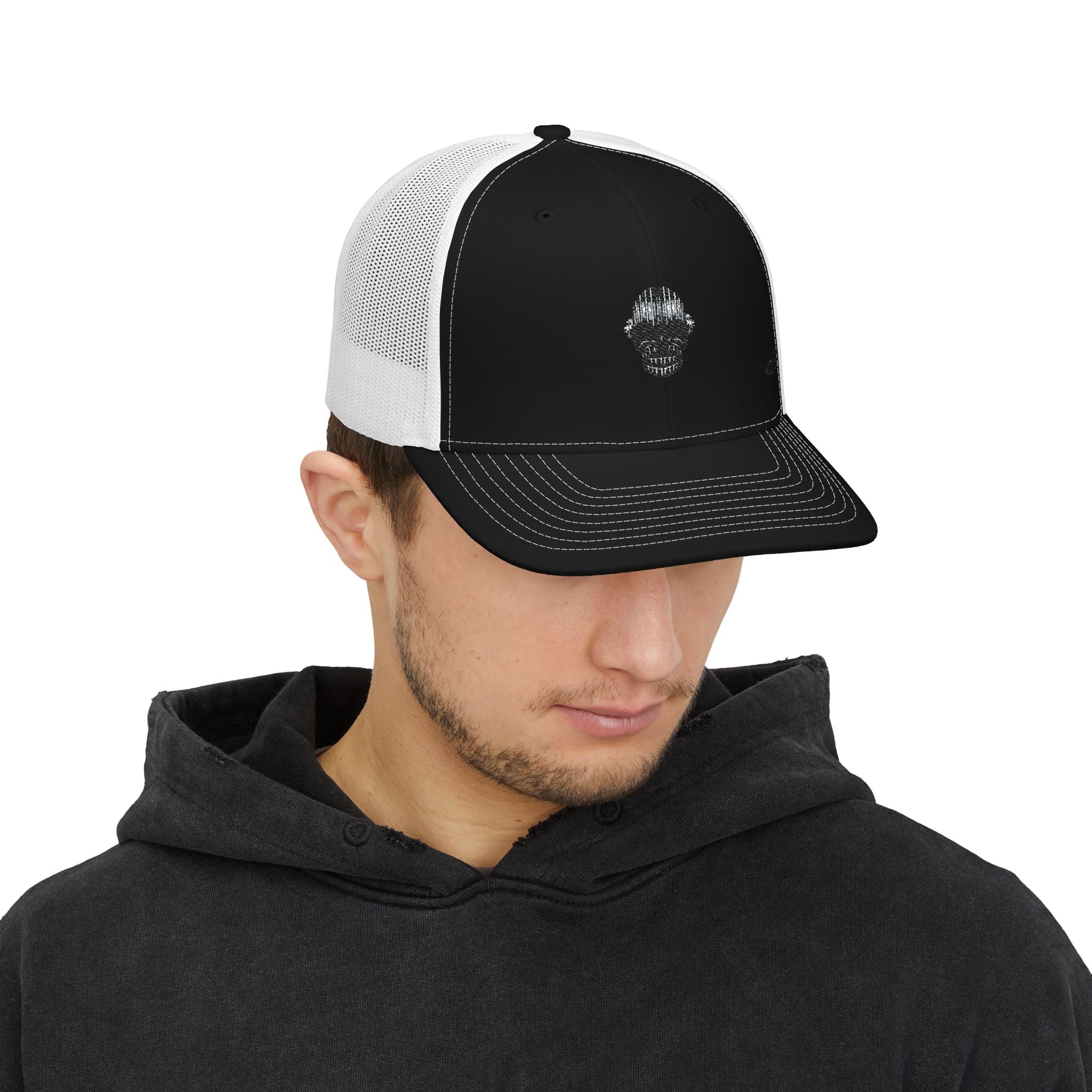 Trucker Cap — Shimmer Skull Embroidered Snapback