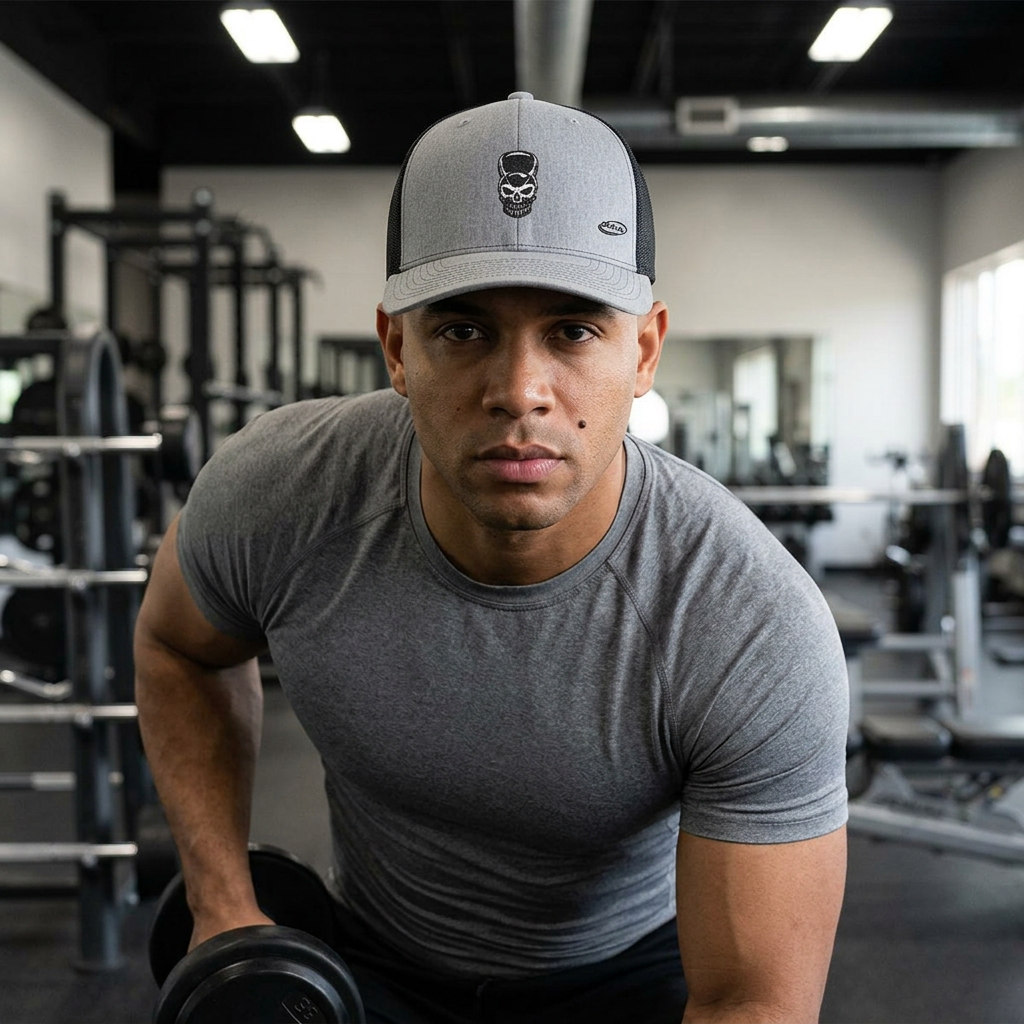 Trucker Cap — Shimmer Skull Embroidered Snapback