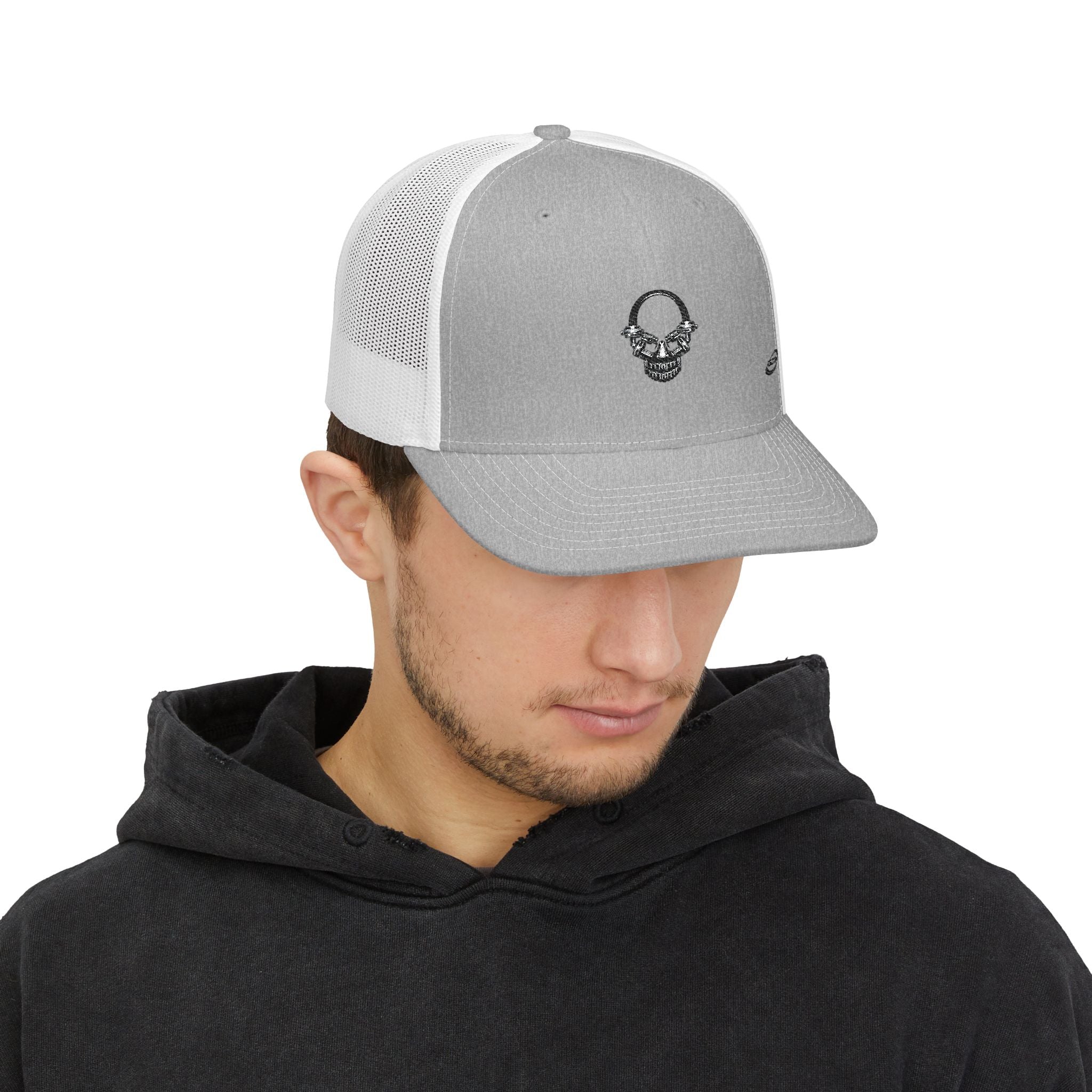 Trucker Cap — Shimmer Skull Embroidered Snapback