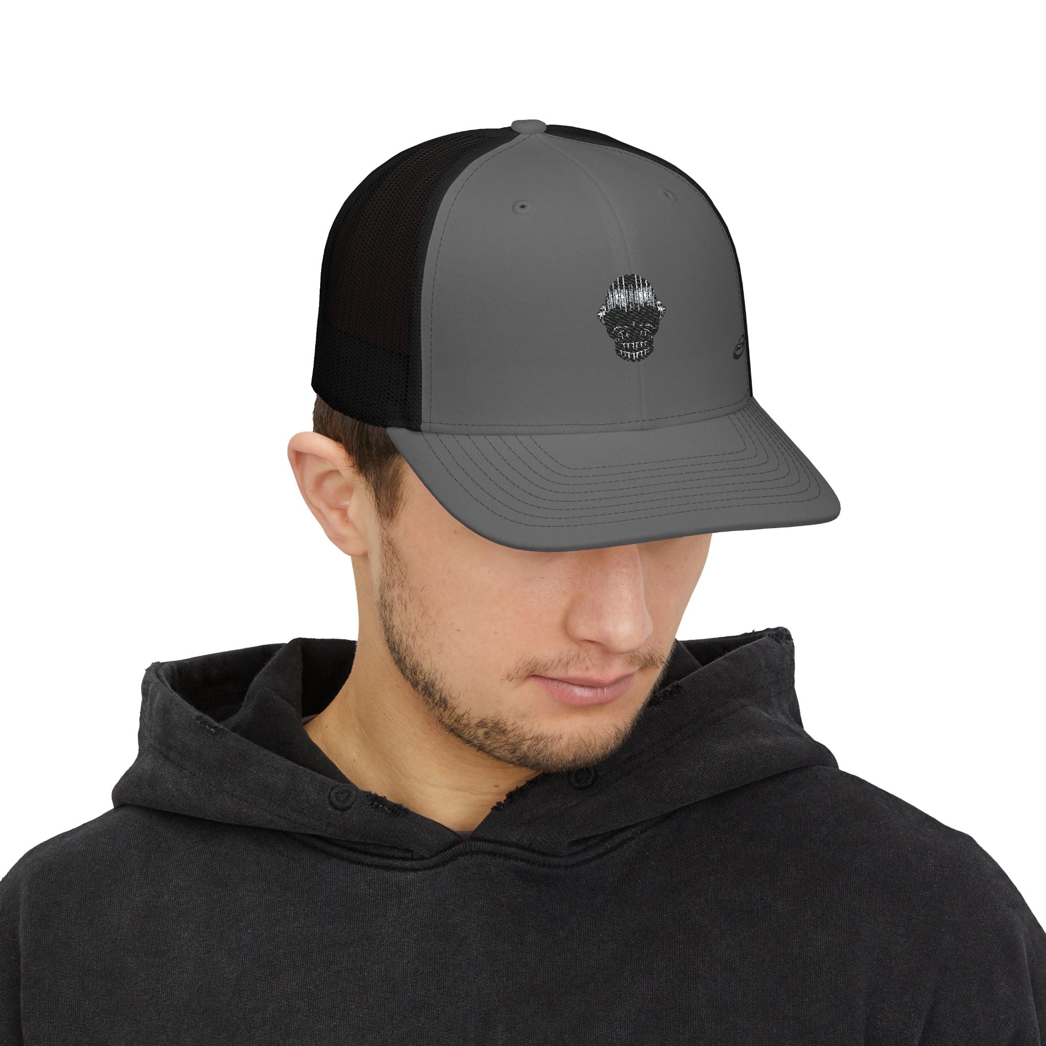 Trucker Cap — Shimmer Skull Embroidered Snapback